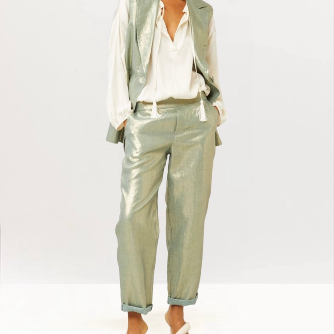 Pantalon carrot Lurex