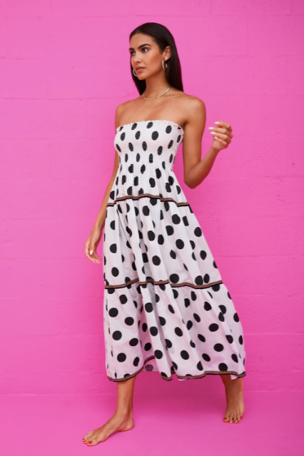 Pitusa POLKA DOT STRAPLESS DRESS