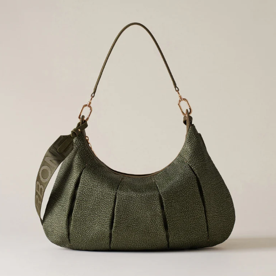 BORBONESE - CROISSANT HOBO MEDIUM VERT