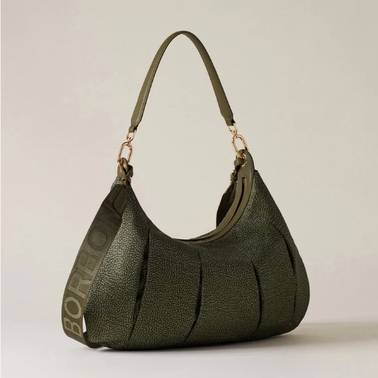BORBONESE - CROISSANT HOBO MEDIUM VERT