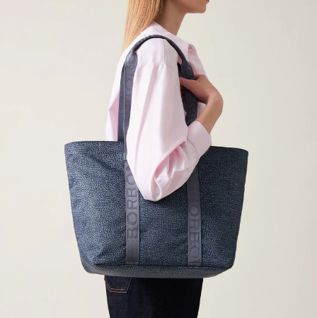 BORBONESE - ECO LINE SHOPPER MEDIUM BLEU