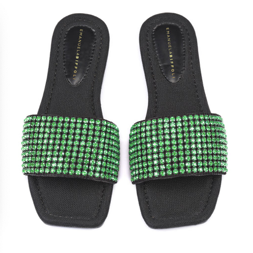 Sandales strass verts brillants Emanuela Biffoli