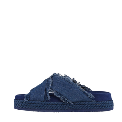 MOU Criscross sandal denim