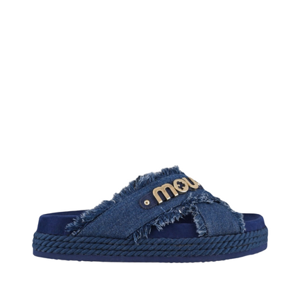 MOU Criscross sandal denim