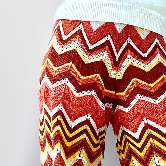 pantalone stile missoni arancione zig zag