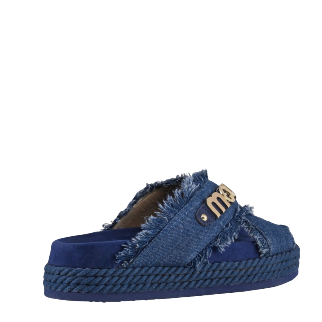 MOU Criscross sandal denim