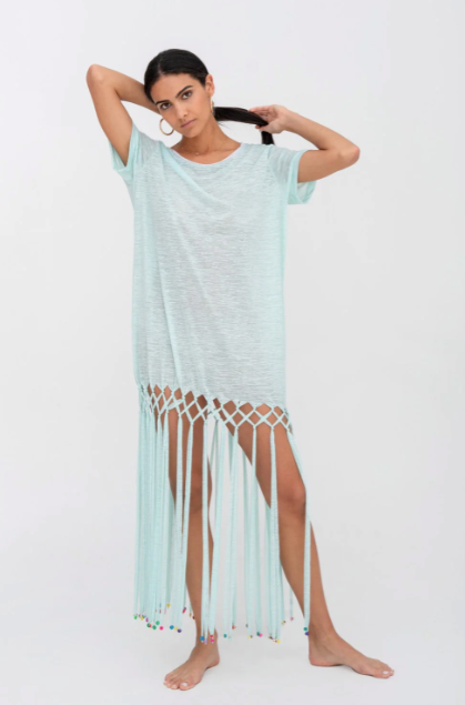 Pitusa BEADED FRINGE T-SHIRT DRESS