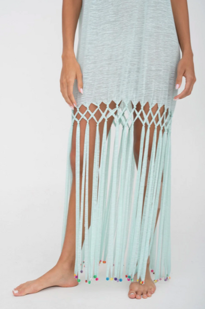 Pitusa BEADED FRINGE T-SHIRT DRESS