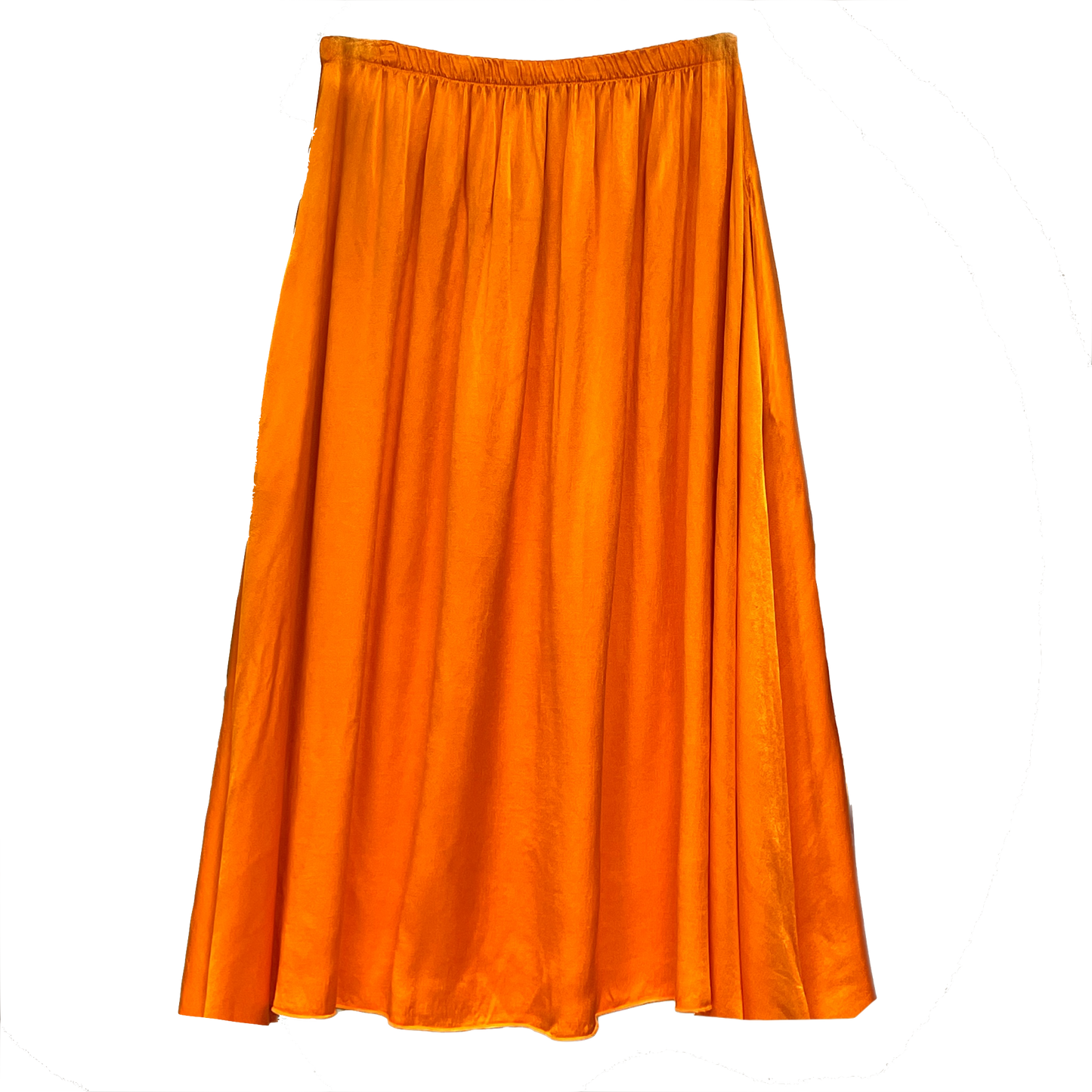 Jupe midi en satin Orange