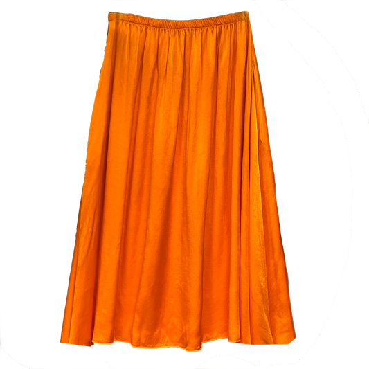 Jupe midi en satin Orange