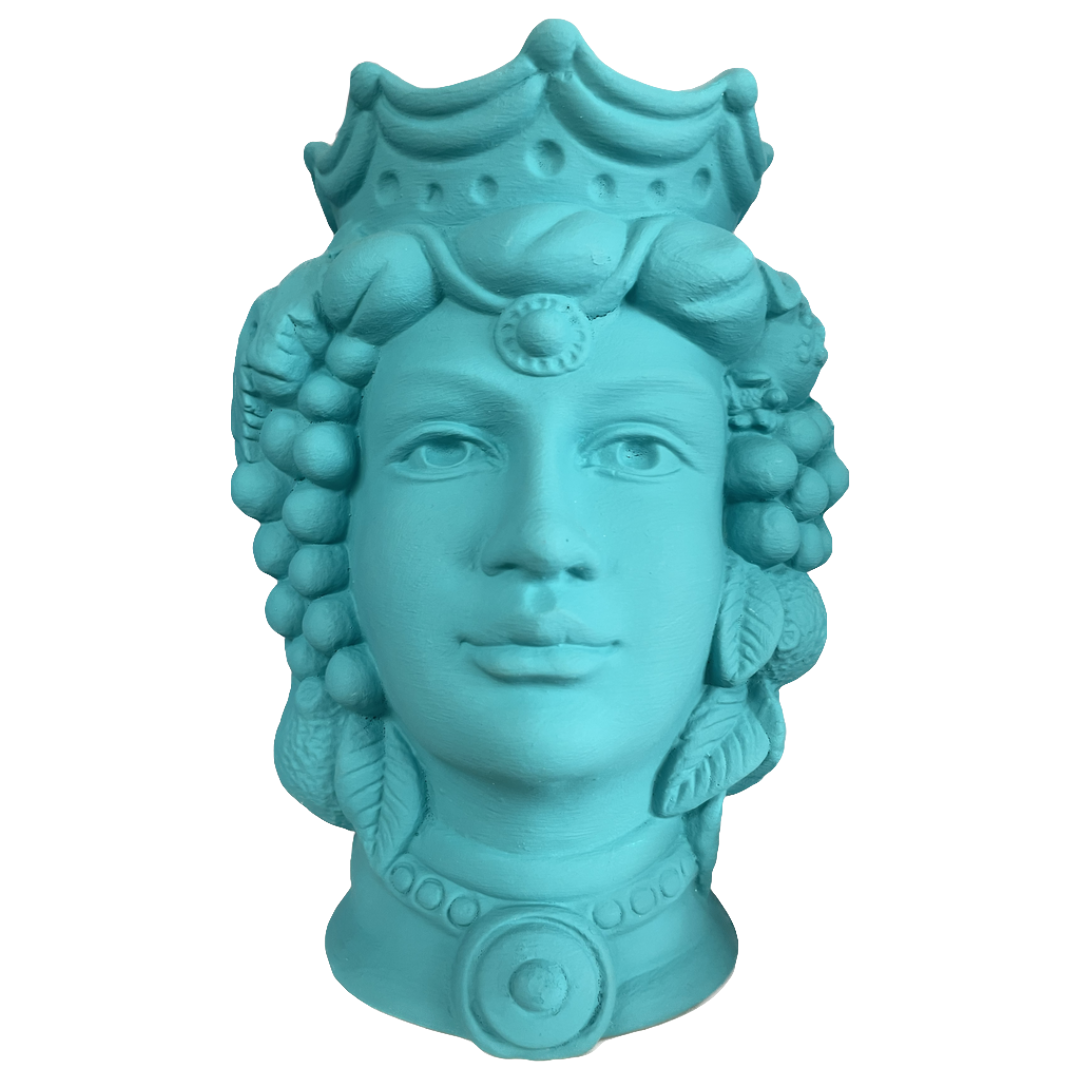 Tête de maure 18cm Femme bleu eau de mer