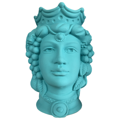 Tête de maure 18cm Femme bleu eau de mer