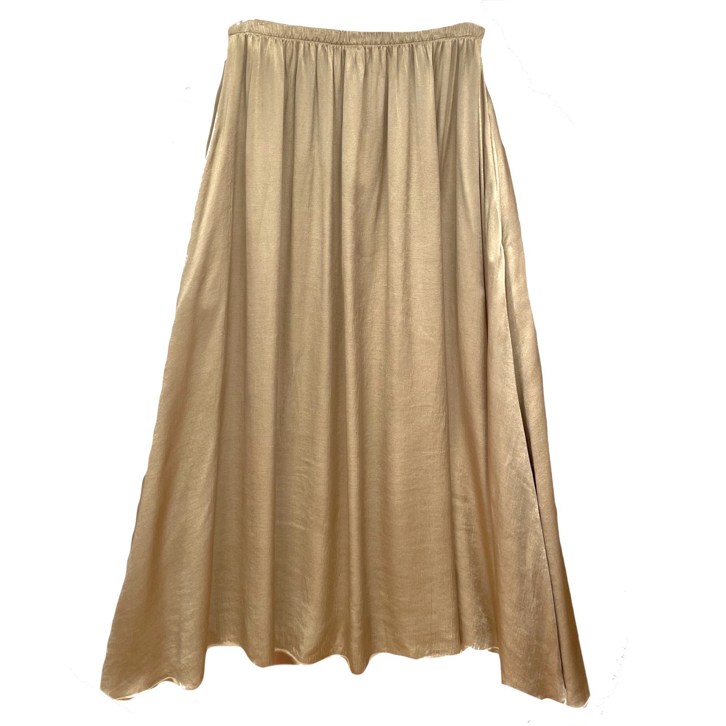 Jupe midi en satin beige