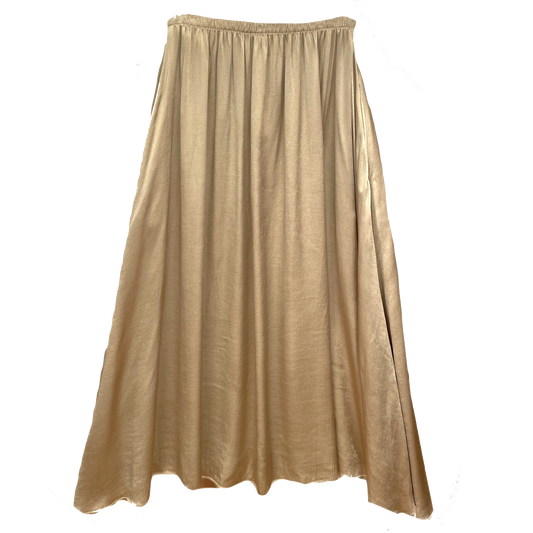 Jupe midi en satin beige