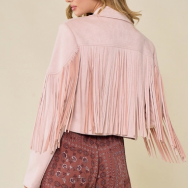 Veste à franges rose