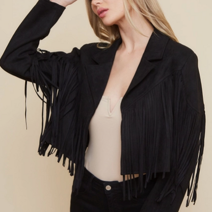 Veste à franges Noire oversize