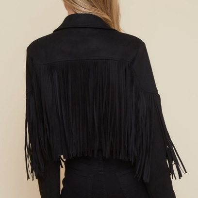 Veste à franges Noire oversize