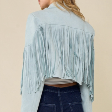 Veste à franges bleu