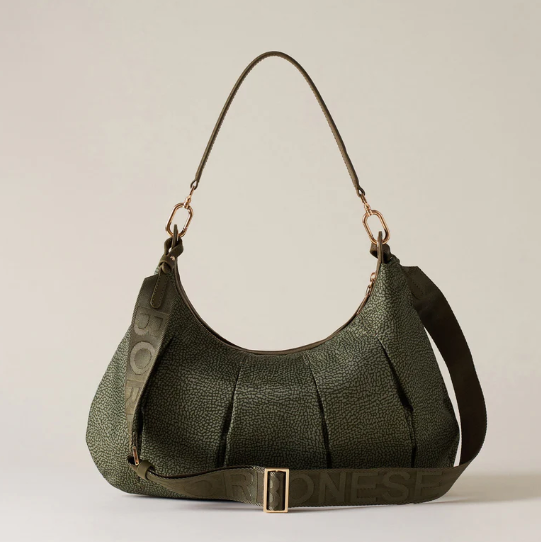 BORBONESE - CROISSANT HOBO MEDIUM VERT